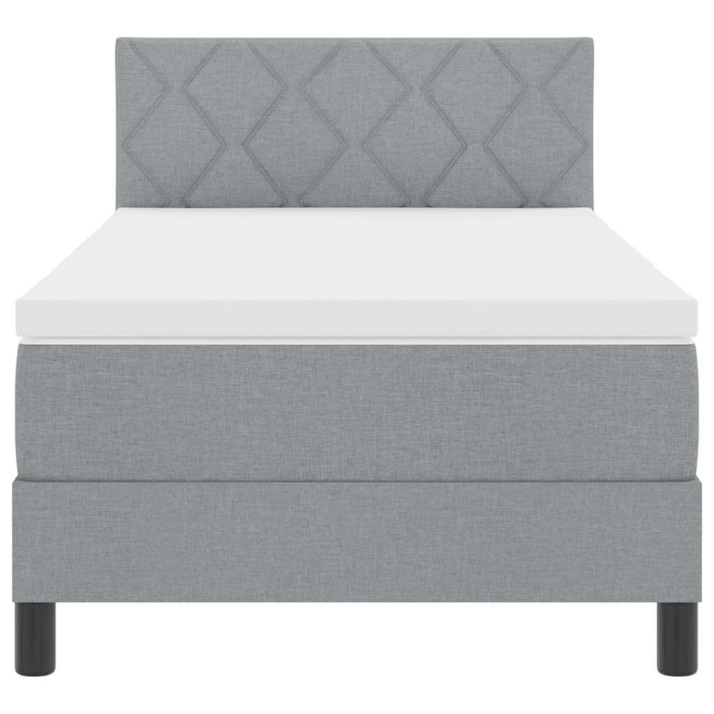 Box Spring Seng Med Madras Lysegrå 90 X 200 Cm Stof - Billede 8