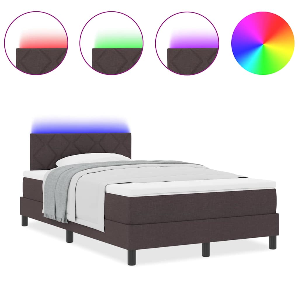 Box Spring Seng Med Madras Mørk Brun 120 X 190 Cm Stof - Billede 4