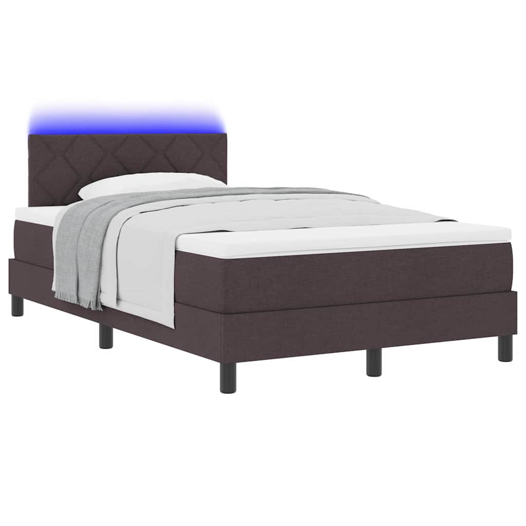 Box Spring Seng Med Madras Mørk Brun 120 X 200 Cm Stof - Billede 3