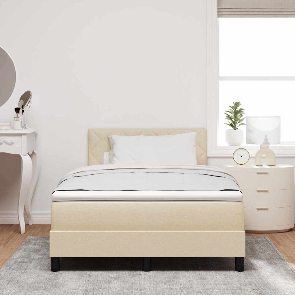 Box Spring Seng Med Madras Creme 120 X 200 Cm Stof - Billede 5