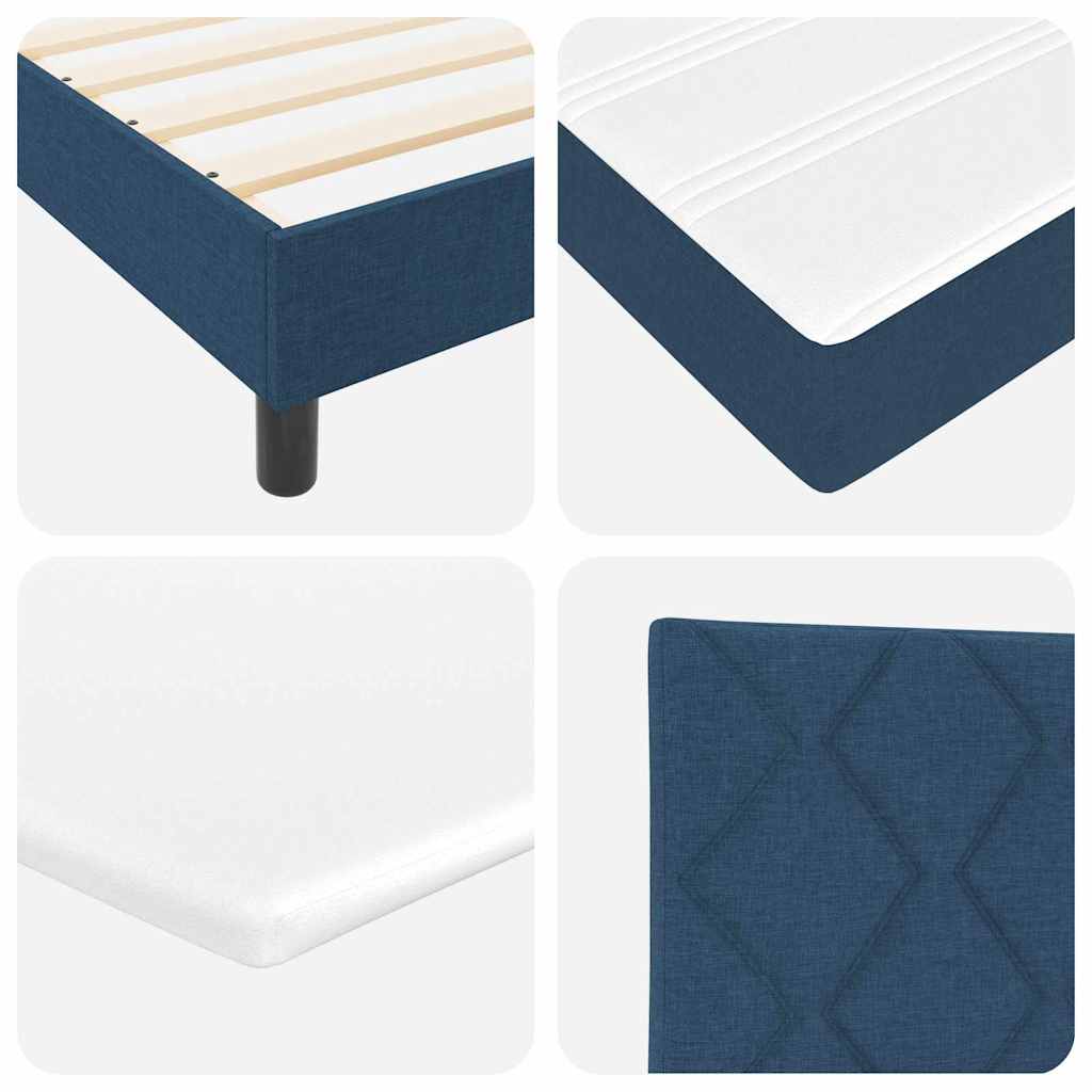 Box Spring Seng Med Madras Med Hovedgærde Blå 120 X 200 Cm Stof - Billede 10