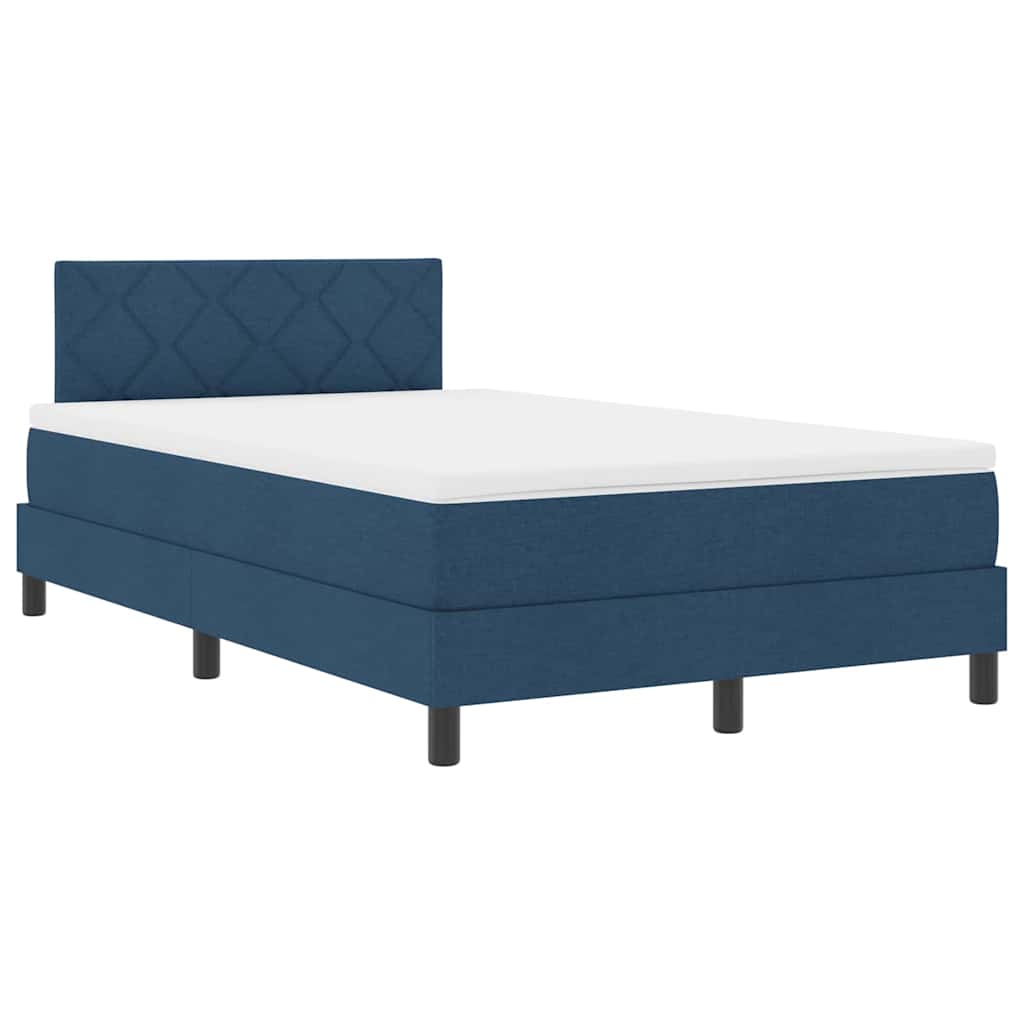 Box Spring Seng Med Madras Med Hovedgærde Blå 120 X 200 Cm Stof - Billede 2