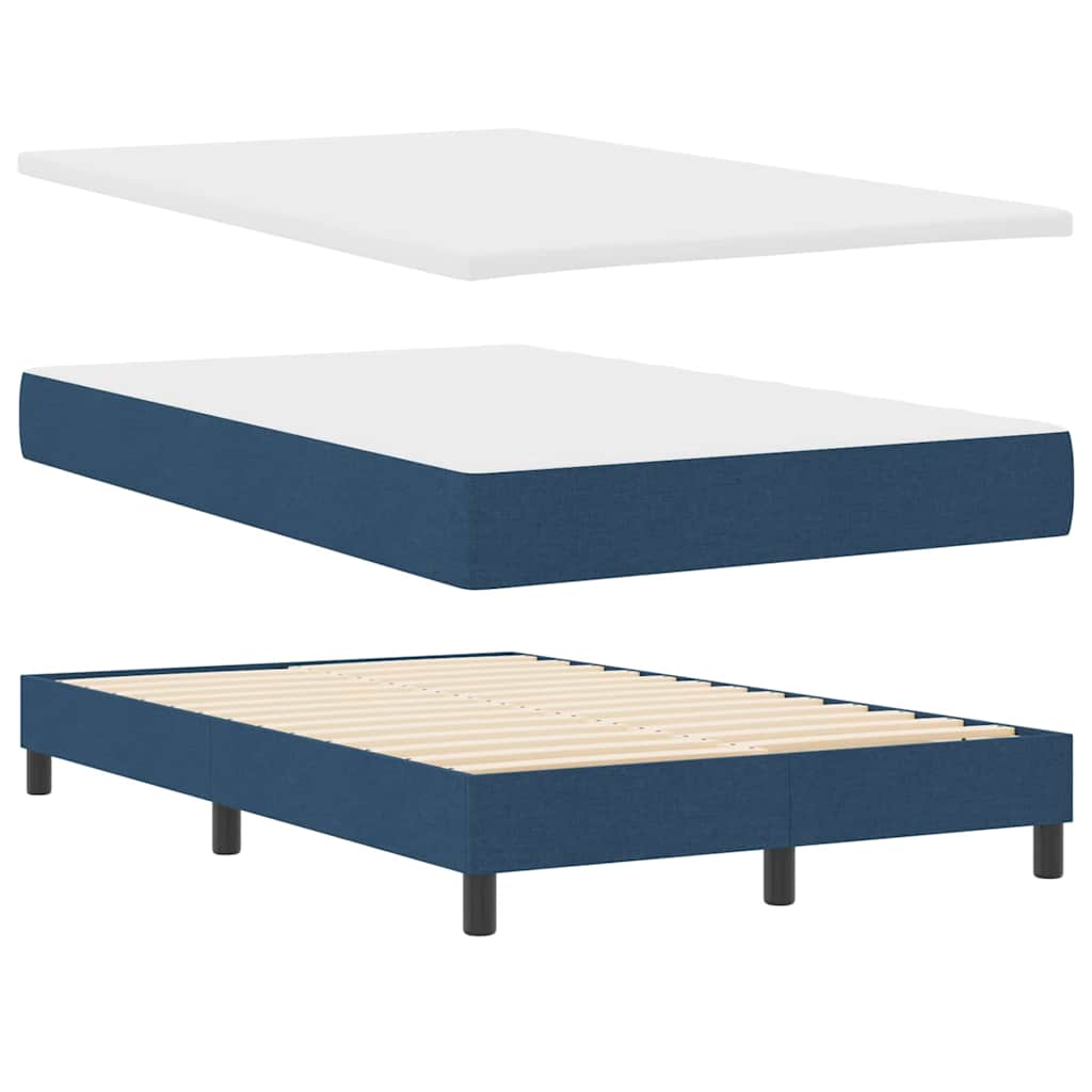 Box Spring Seng Med Madras Med Hovedgærde Blå 120 X 200 Cm Stof - Billede 6