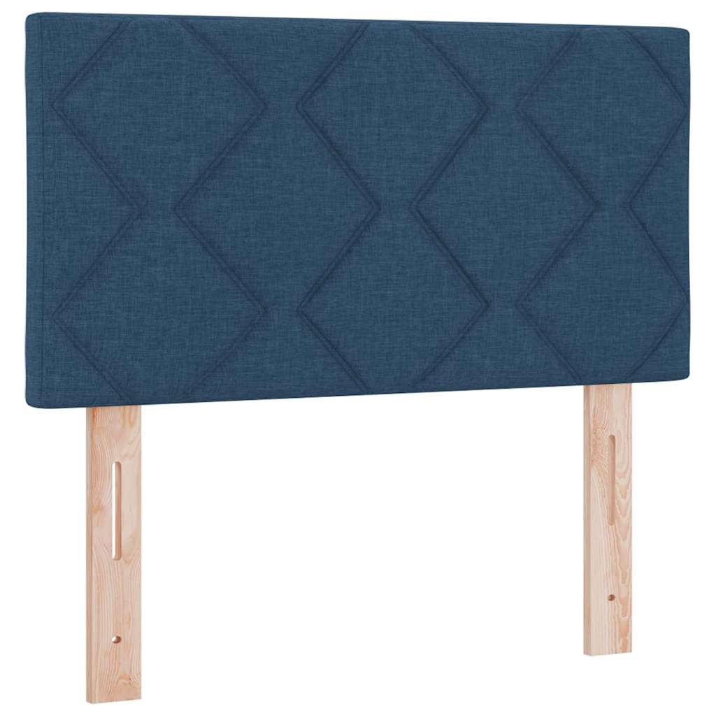 Box Spring Seng Med Madras Med Hovedgærde Blå 120 X 200 Cm Stof - Billede 7