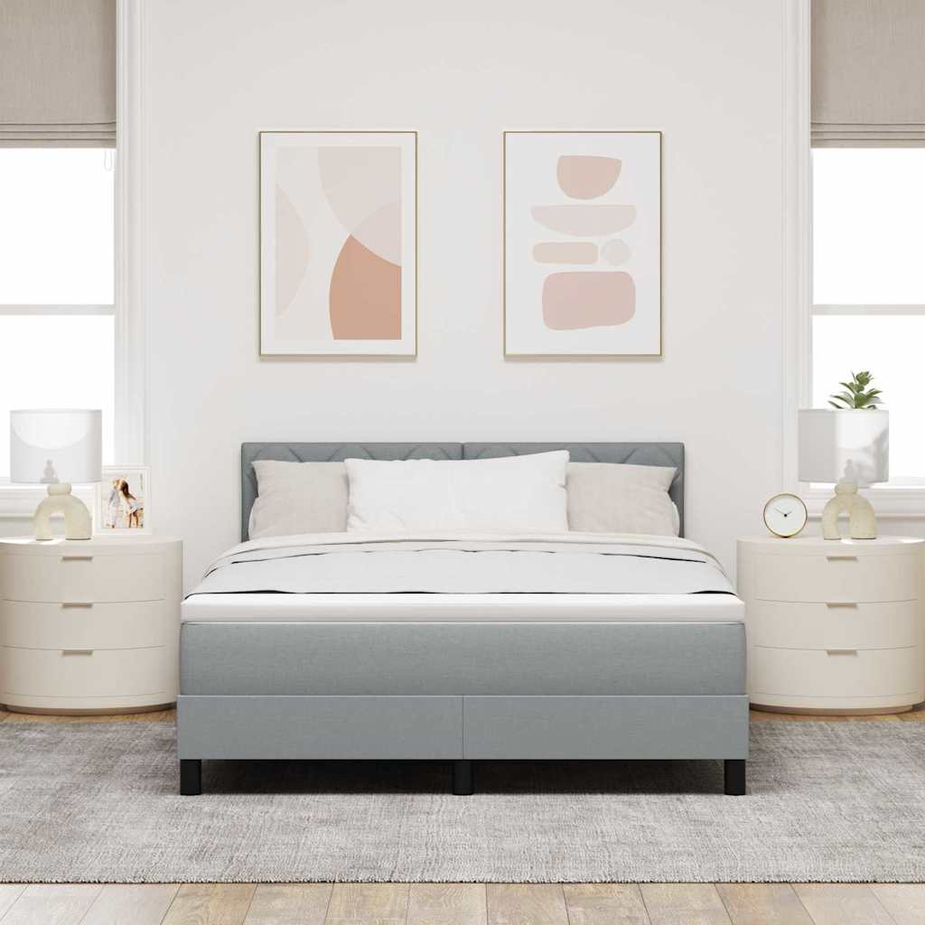 Box Spring Seng Med Madras Lysegrå 140 X 200 Cm Stof - Billede 5