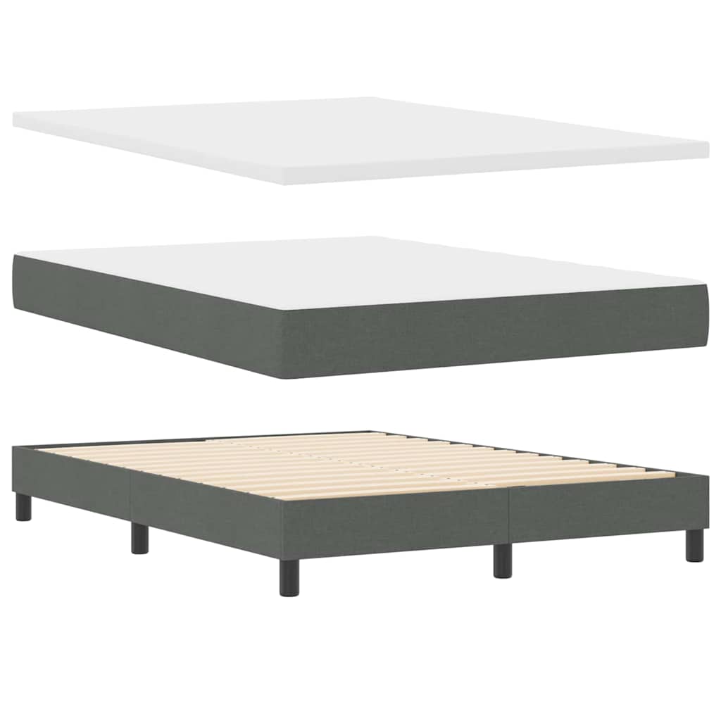 Box Spring Seng Med Madras Mørkegrå 140 X 200 Cm Stof - Billede 6