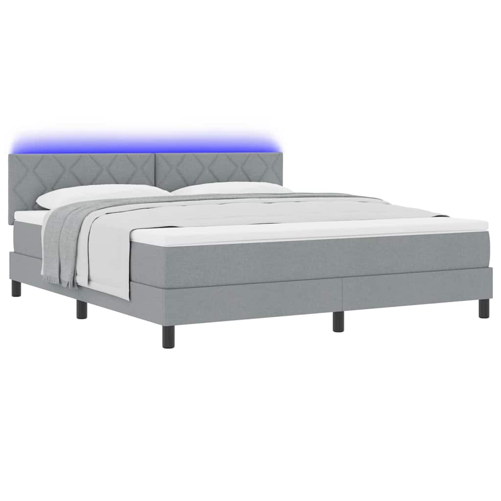 Box Spring Seng Med Madras Lysegrå 180 X 200 Cm Stof - Billede 3