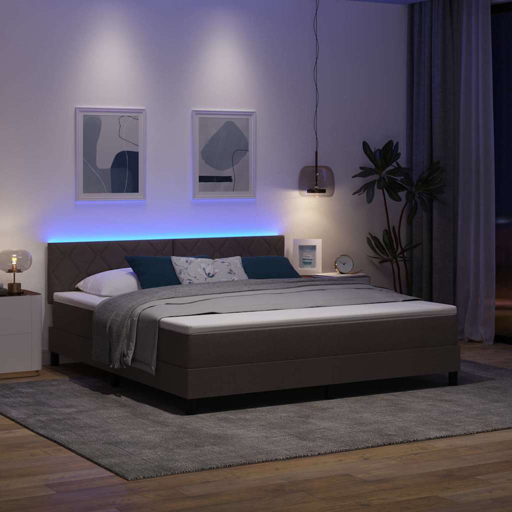 Box Spring Seng Med Madras Mørk Brun 180 X 200 Cm Stof - Billede 5