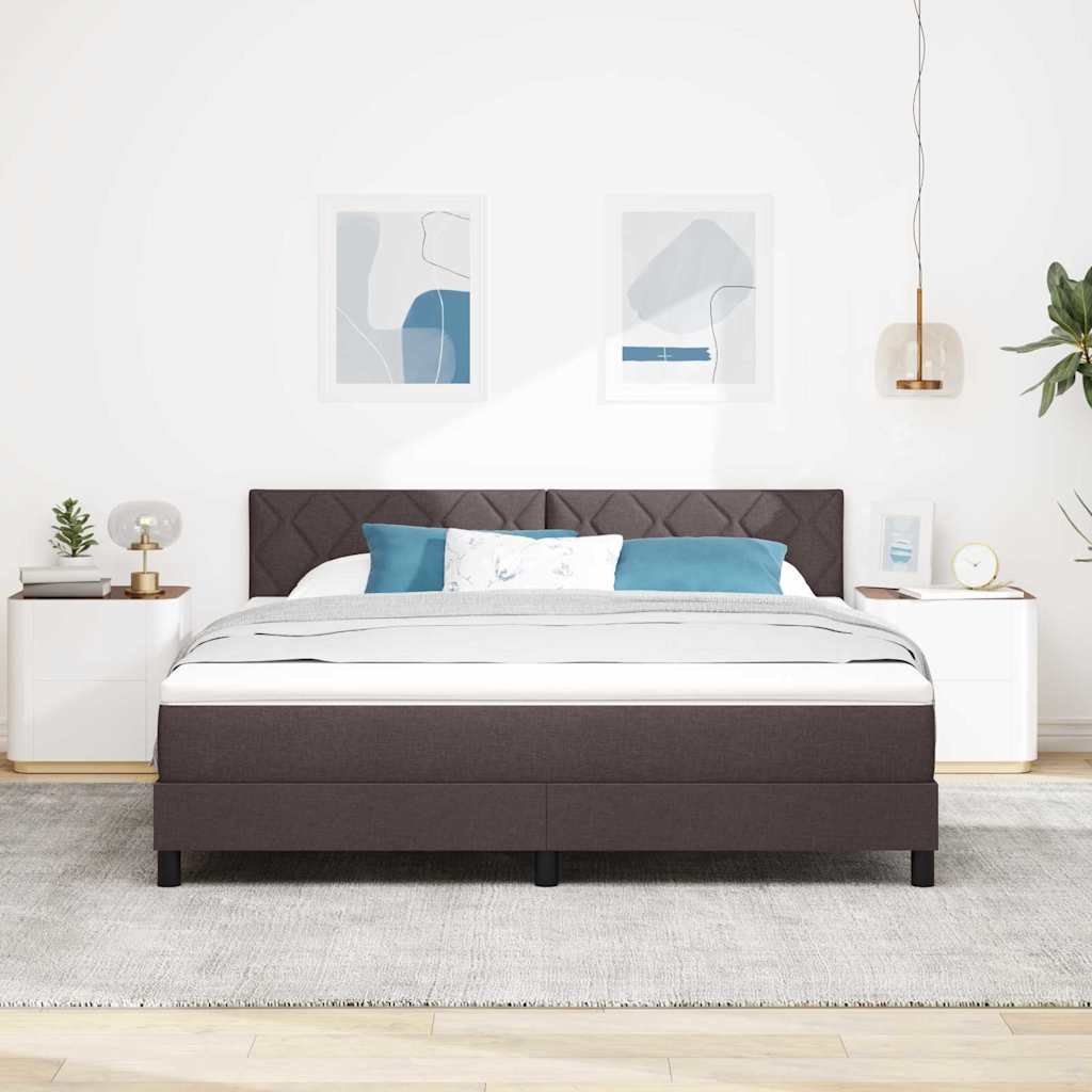 Box Spring Seng Med Madras Mørk Brun 180 X 200 Cm Stof - Billede 4