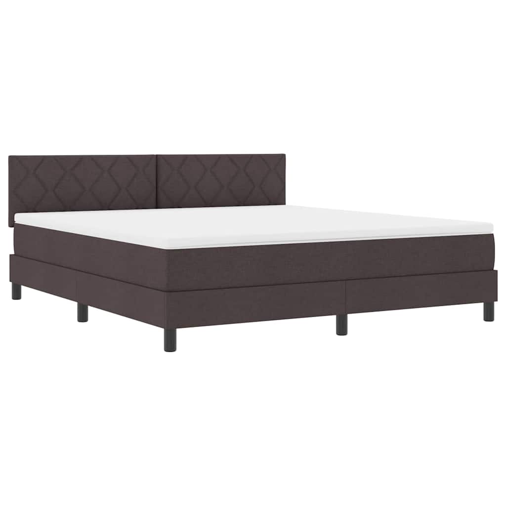 Box Spring Seng Med Madras Mørk Brun 180 X 200 Cm Stof - Billede 2