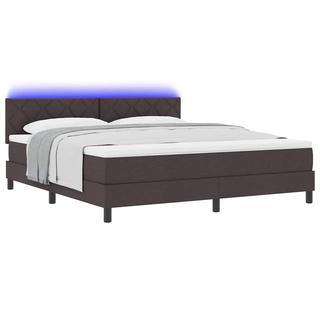 Box Spring Seng Med Madras Mørk Brun 180 X 200 Cm Stof - Billede 3