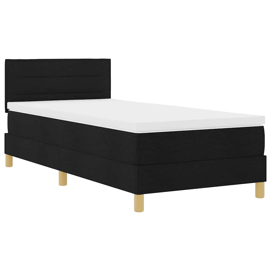 Box Spring Seng Med Madras Med Hovedgærde Sort 90 X 190 Cm Stof - Billede 2