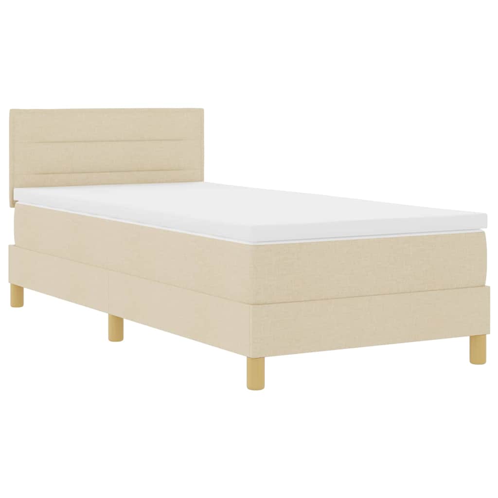 Box Spring Seng Med Madras Creme 90 X 200 Cm Stof - Billede 2