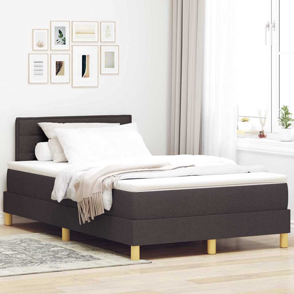 Box Spring Seng Med Madras Mørkebrun 120 X 200 Cm Stof - Hovedbillede