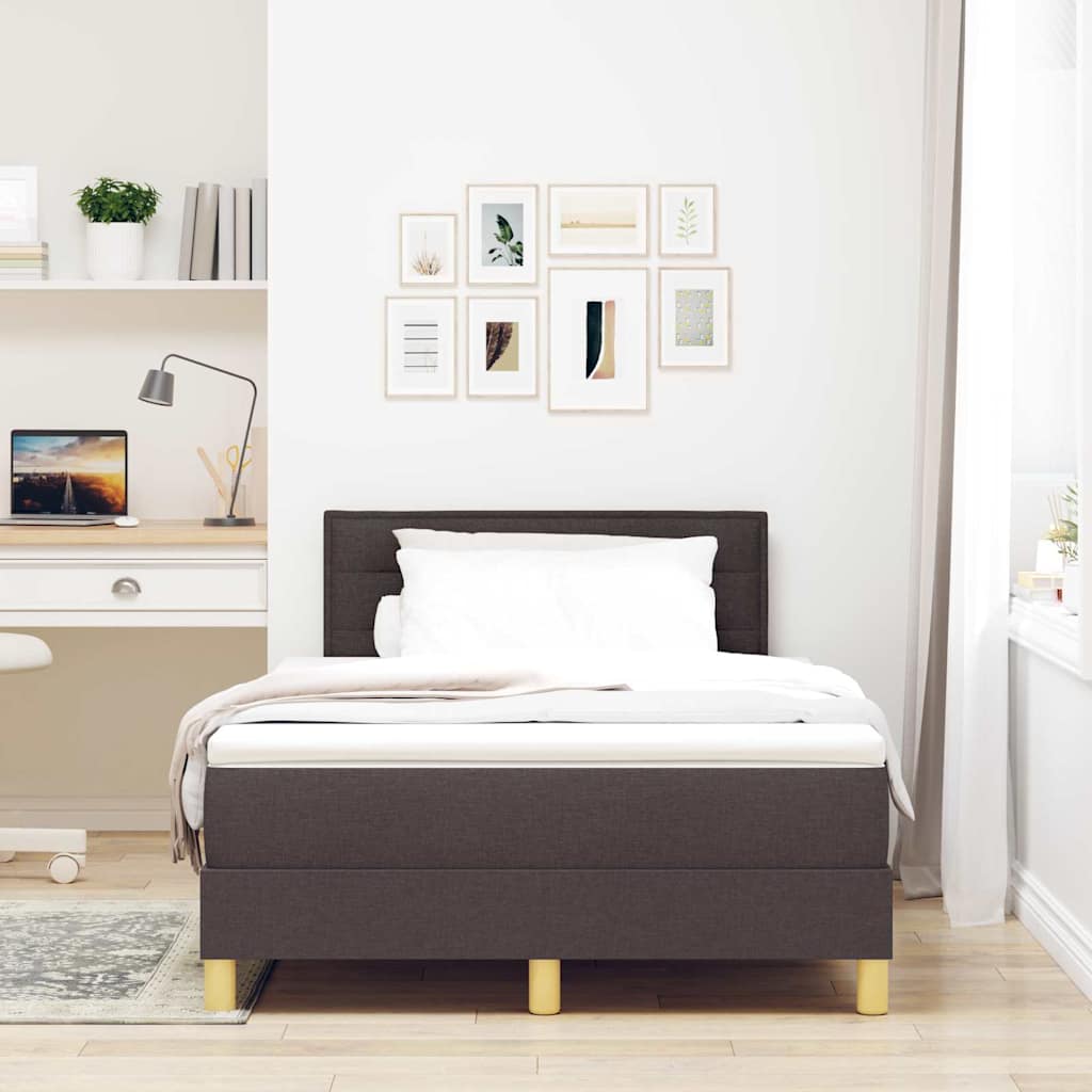 Box Spring Seng Med Madras Mørkebrun 120 X 200 Cm Stof - Billede 4