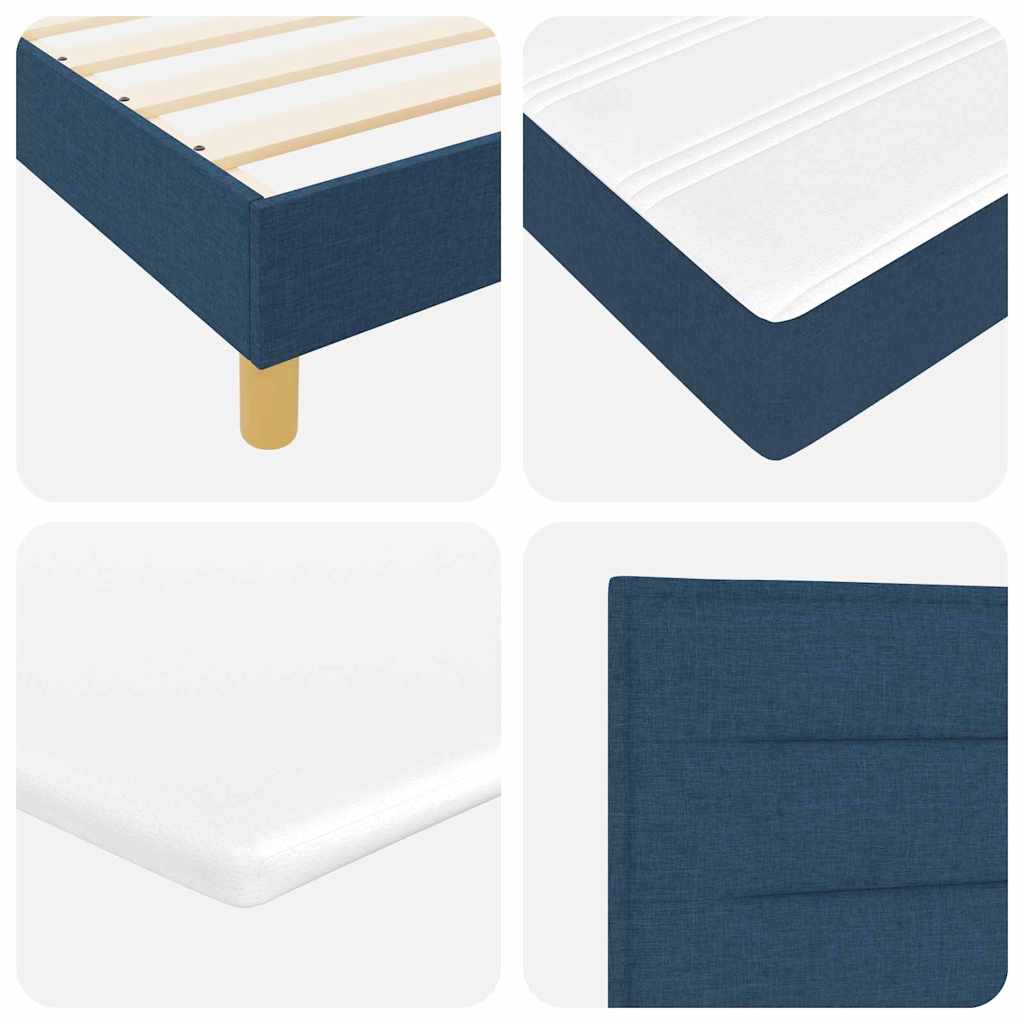 Box Spring Seng Med Madras Med Hovedgærde Blå 120 X 200 Cm Stof - Billede 11