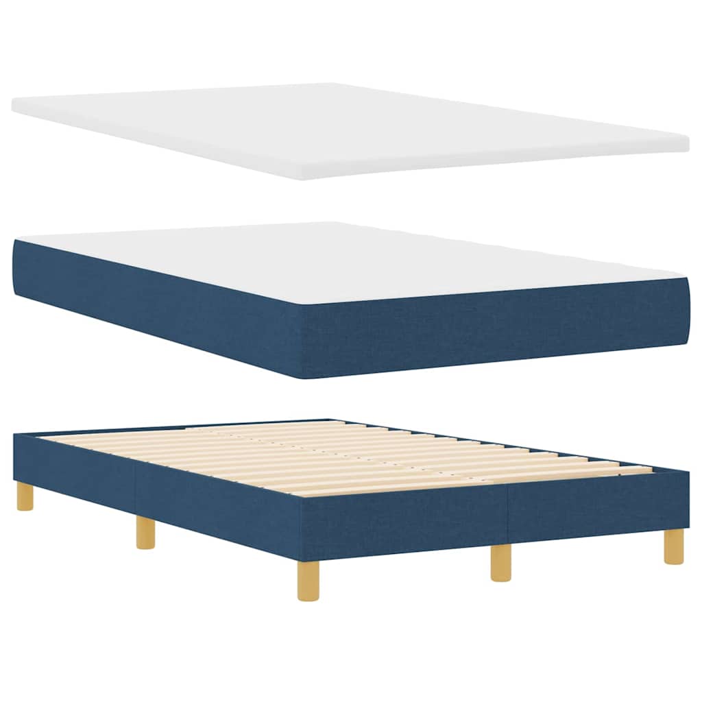 Box Spring Seng Med Madras Med Hovedgærde Blå 120 X 200 Cm Stof - Billede 6