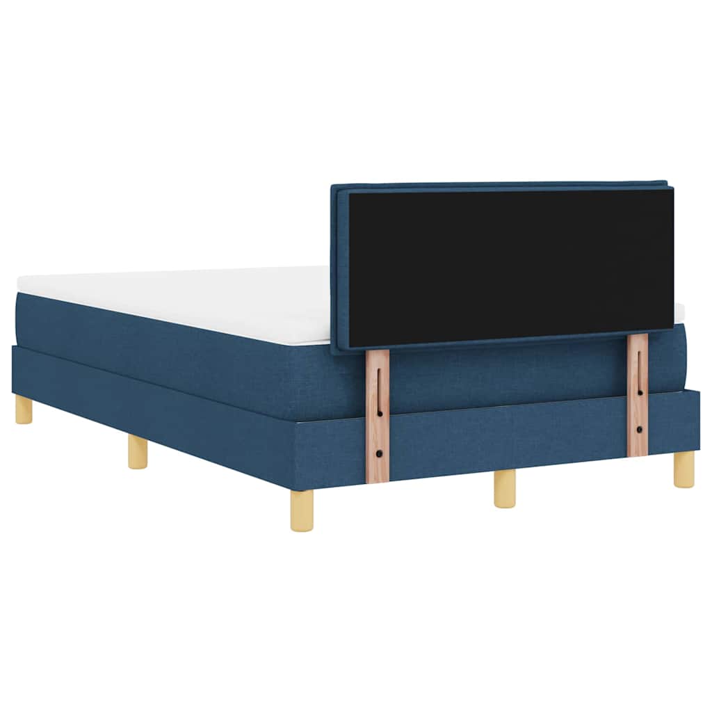 Box Spring Seng Med Madras Med Hovedgærde Blå 120 X 200 Cm Stof - Billede 10