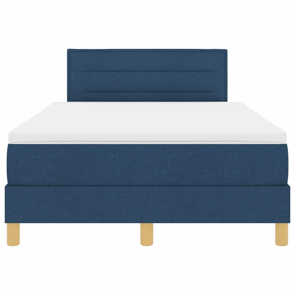 Box Spring Seng Med Madras Med Hovedgærde Blå 120 X 200 Cm Stof - Billede 8