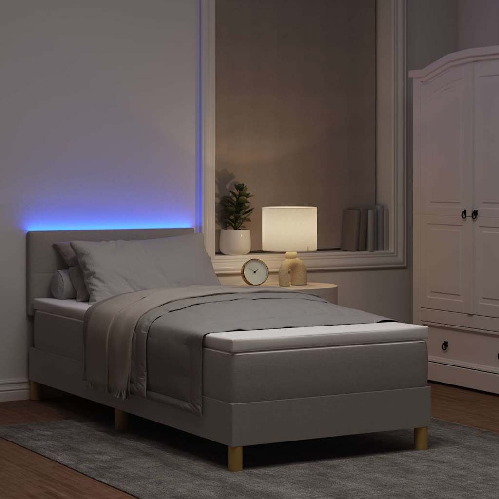 Box Spring Seng Med Madras Gråbrun 80 X 200 Cm Stof - Billede 5
