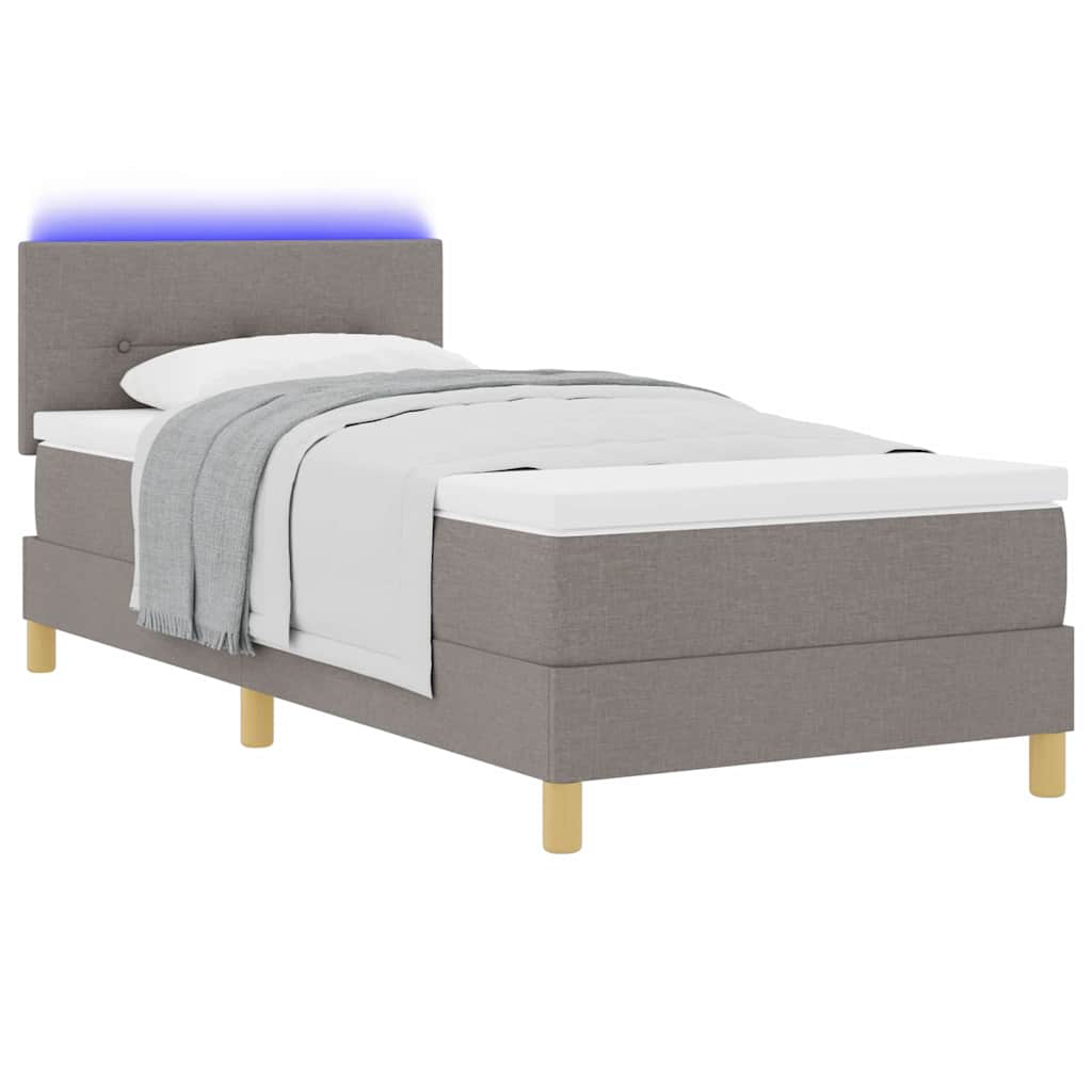 Box Spring Seng Med Madras Gråbrun 80 X 200 Cm Stof - Billede 3
