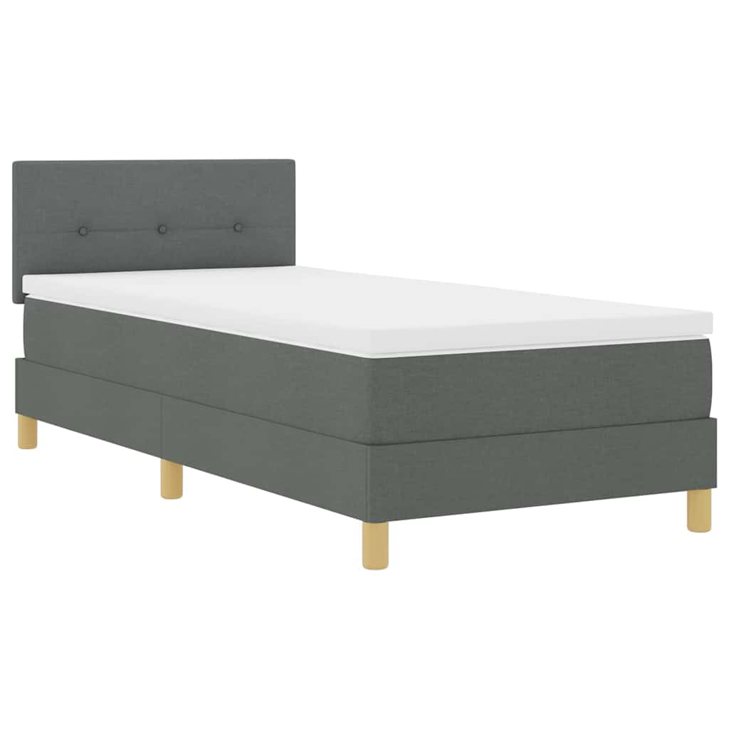 Box Spring Seng Med Madras Mørkegrå 90 X 190 Cm Stof - Billede 2