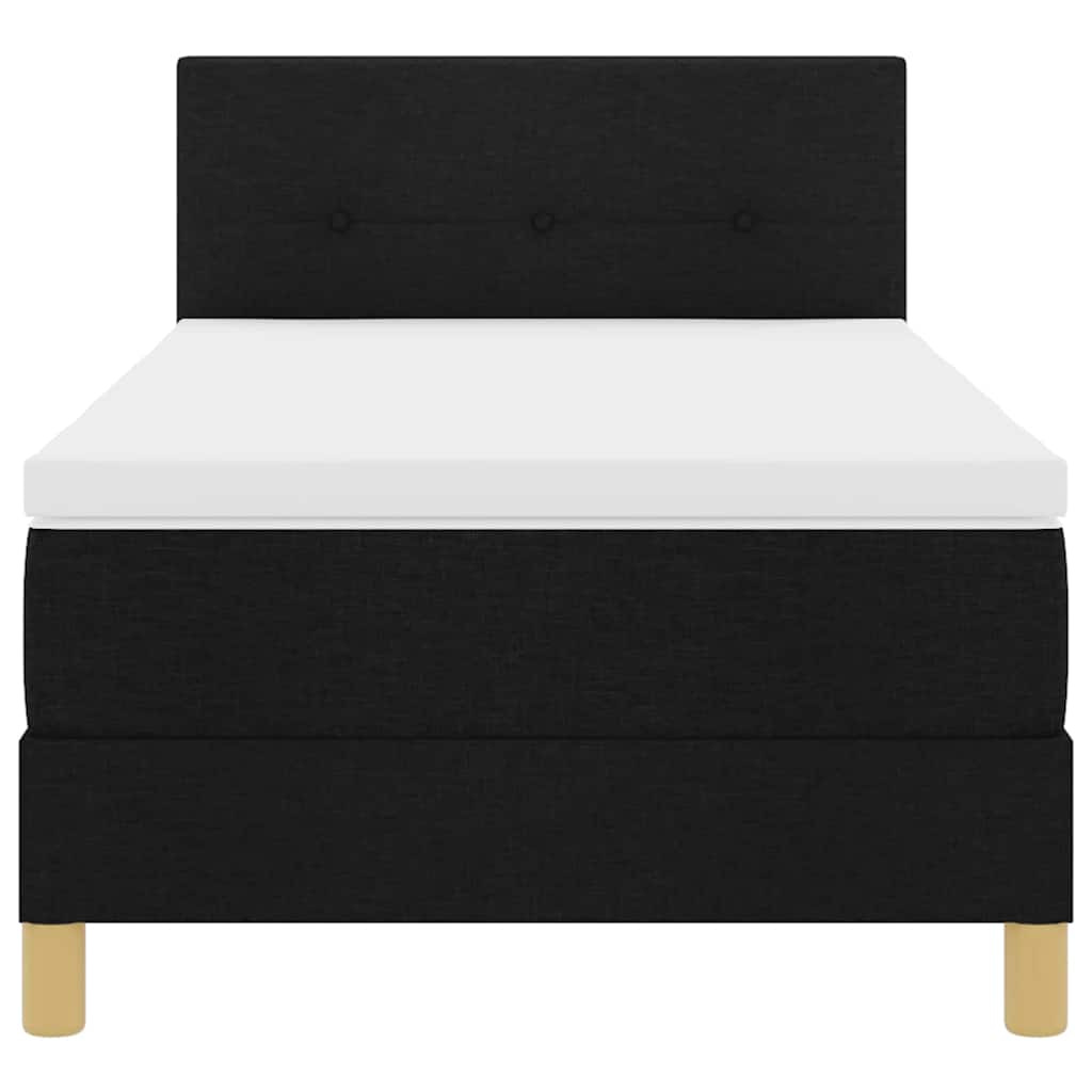 Box Spring Seng Med Madras Med Hovedgærde Sort 90 X 190 Cm Stof - Billede 8