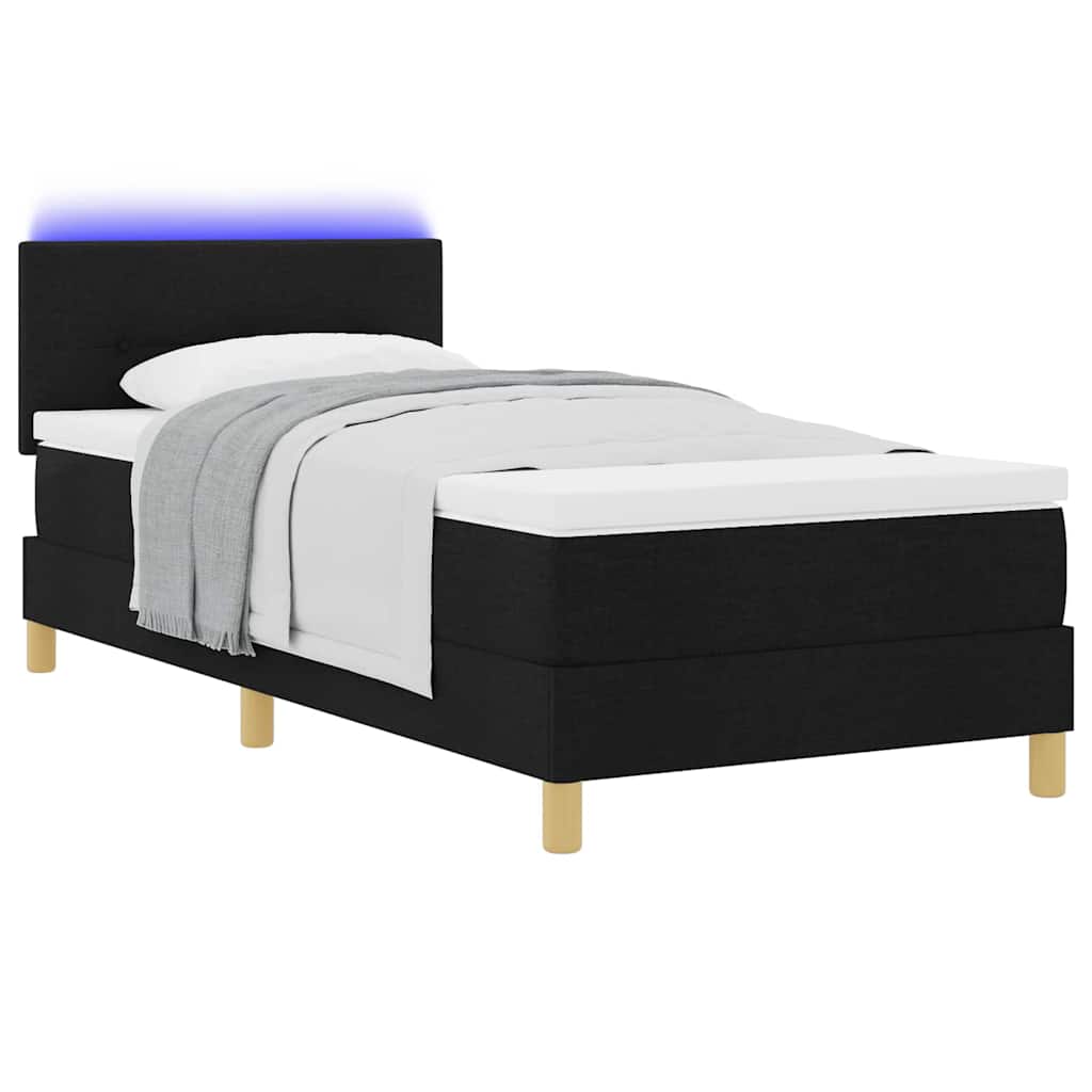 Box Spring Seng Med Madras Med Hovedgærde Sort 90 X 190 Cm Stof - Billede 3