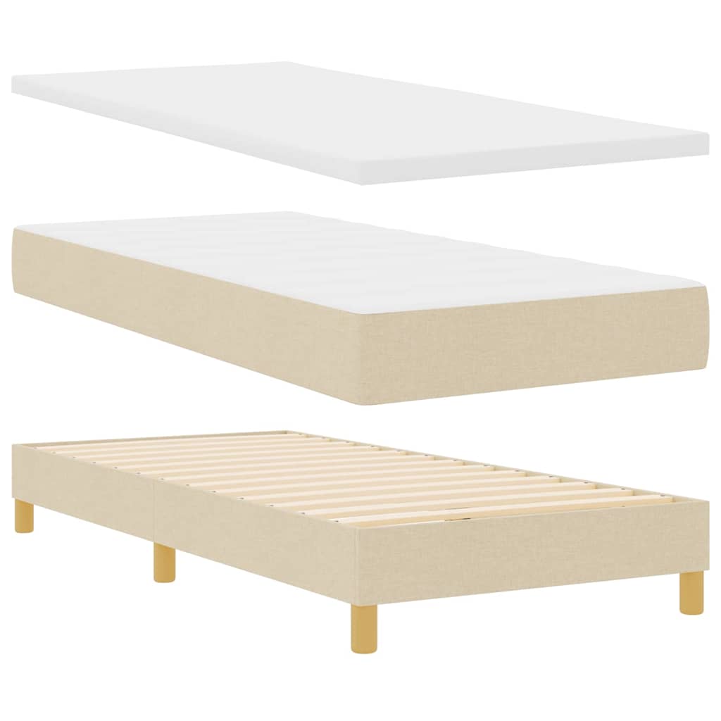 Box Spring Seng Med Madras Creme 90 X 190 Cm Stof - Billede 7