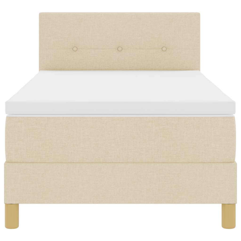 Box Spring Seng Med Madras Creme 90 X 200 Cm Stof - Billede 9