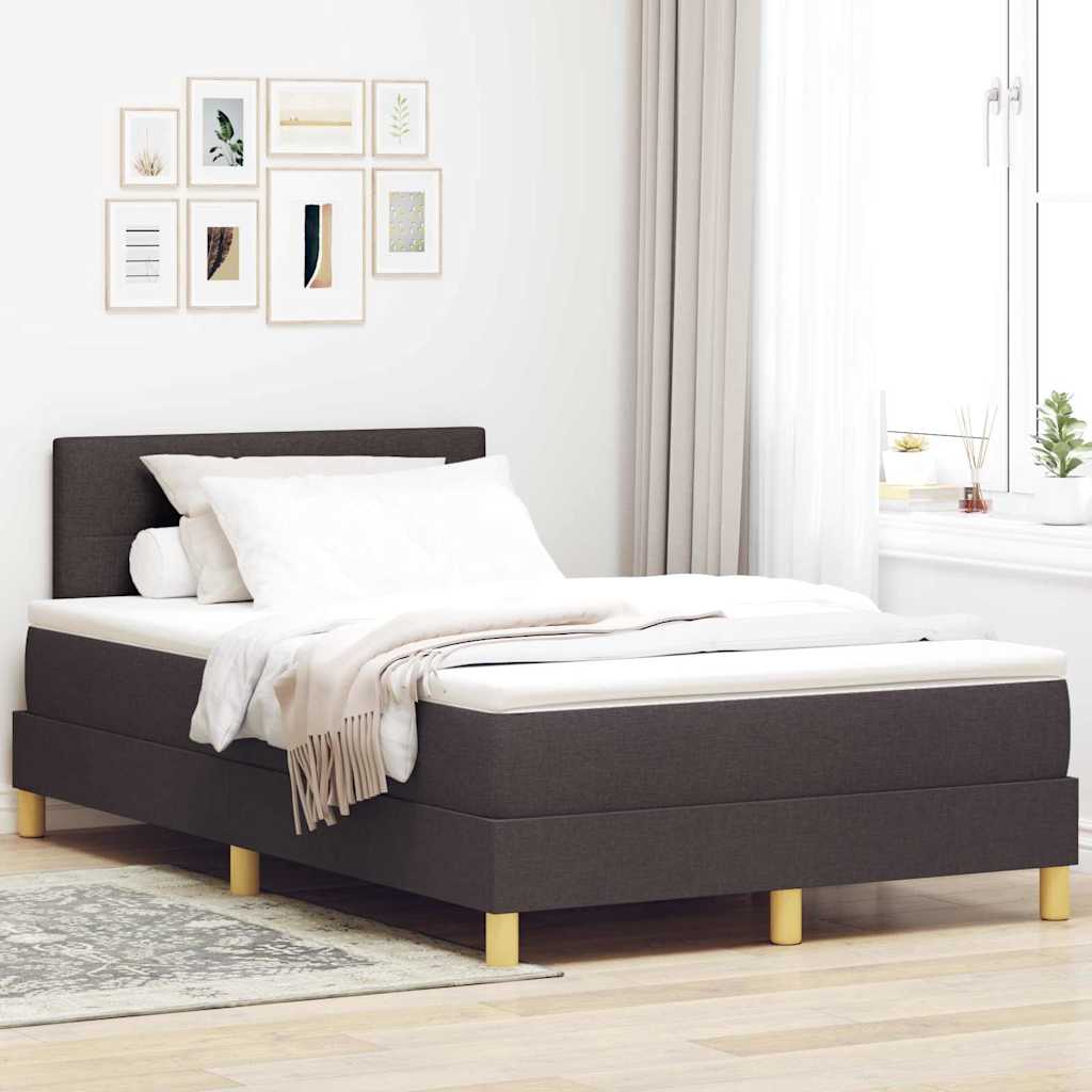 Box Spring Seng Med Madras Mørkebrun 120 X 190 Cm Stof - Hovedbillede