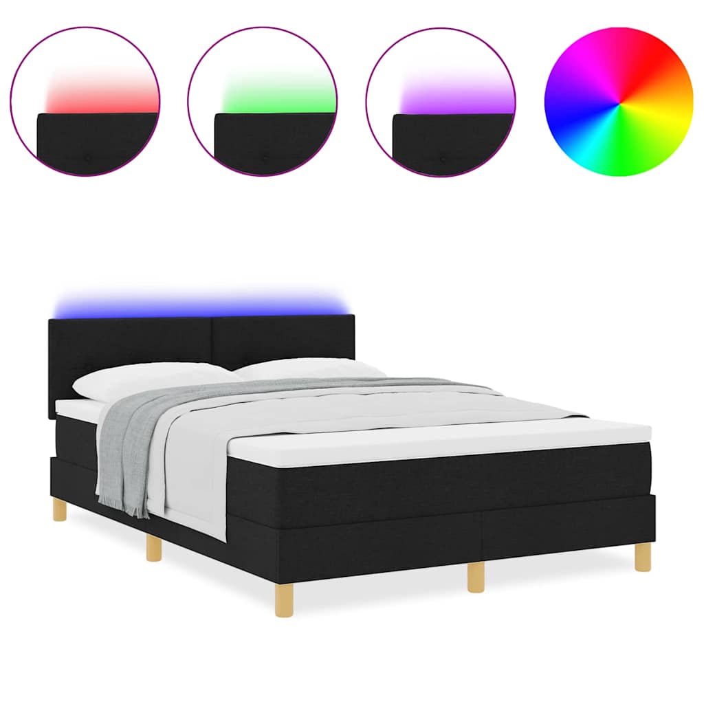 Box Spring Seng Med Madras Sort 140 X 200 Cm Stof - Billede 4