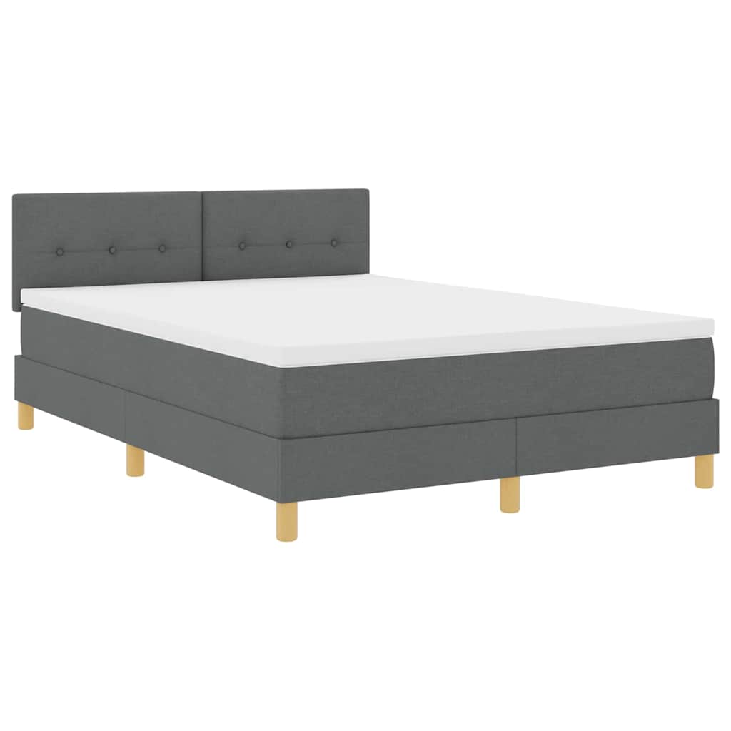 Box Spring Seng Med Madras Mørkegrå 160 X 200 Cm Stof - Billede 2