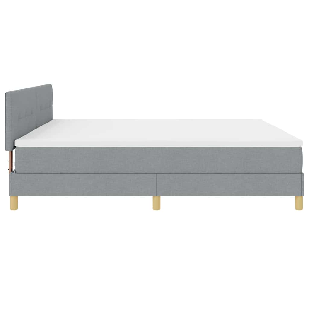 Box Spring Seng Med Madras Lysegrå 200 X 200 Cm Stof - Billede 9