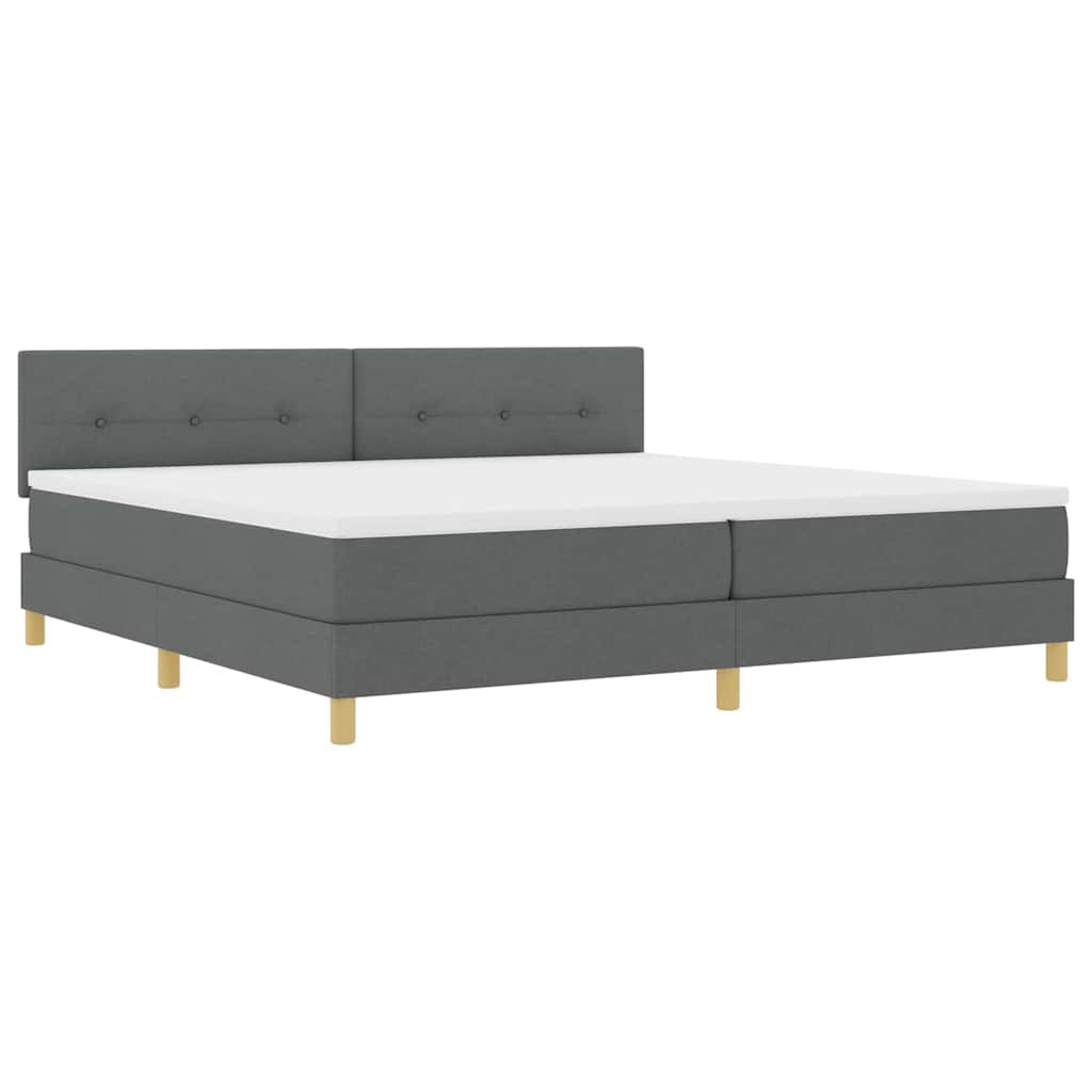 Box Spring Seng Med Madras Mørkegrå 200 X 200 Cm Stof - Billede 2