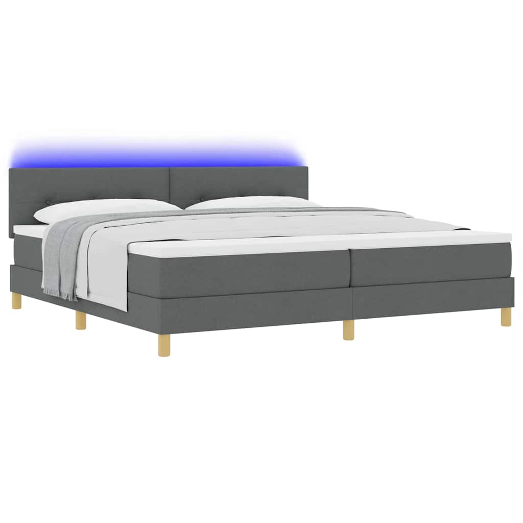 Box Spring Seng Med Madras Mørkegrå 200 X 200 Cm Stof - Billede 3