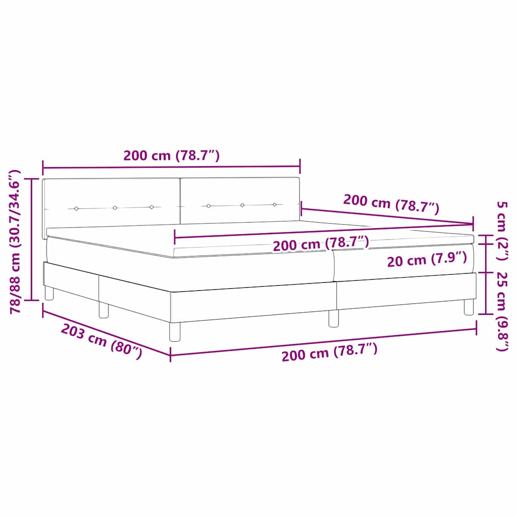 Box Spring Seng Med Madras Mørkegrå 200 X 200 Cm Stof - Billede 13