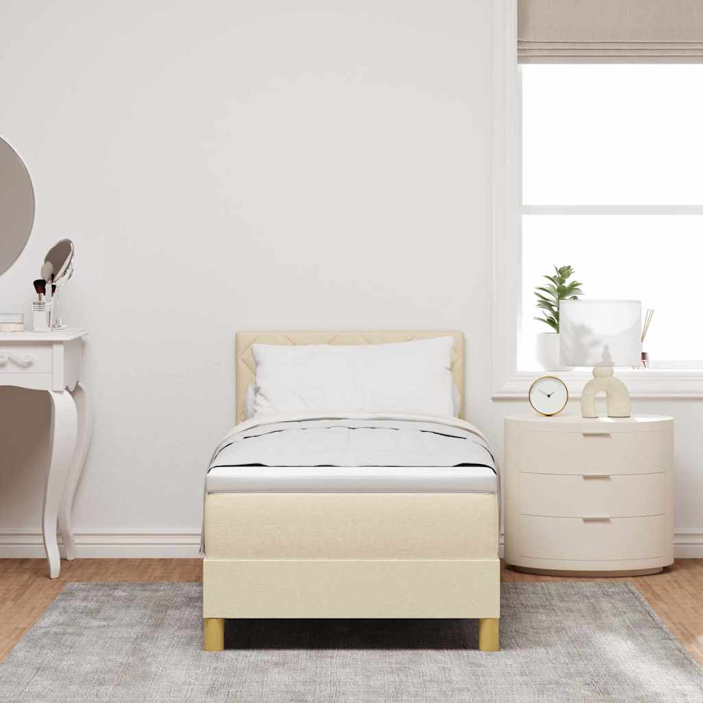 Box Spring Seng Med Madras Creme 80 X 200 Cm Stof - Billede 5