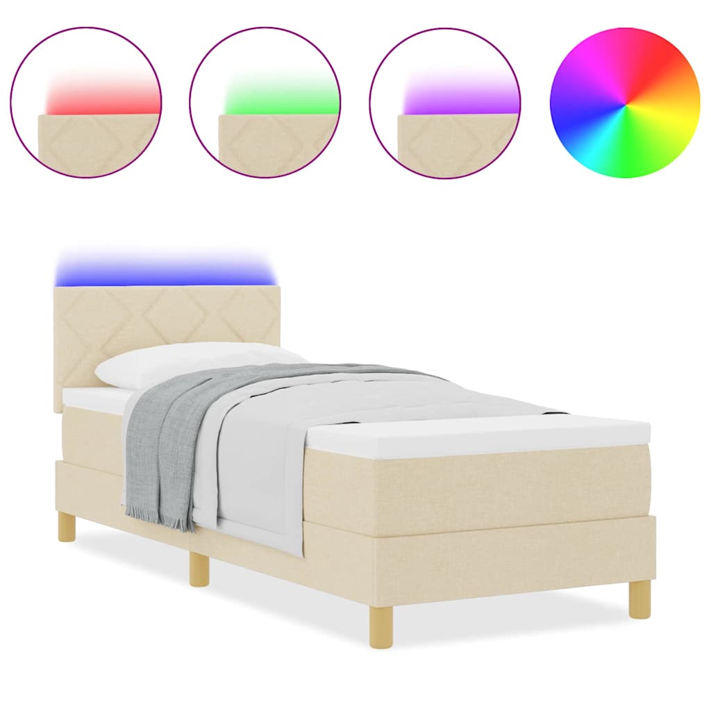 Box Spring Seng Med Madras Creme 80 X 200 Cm Stof - Billede 4