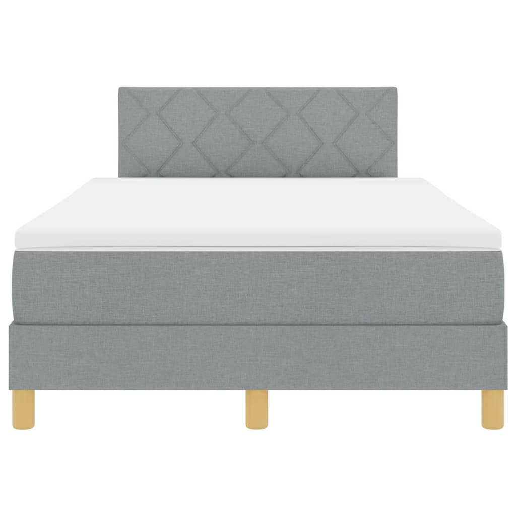 Box Spring Seng Med Madras Lysegrå 120 X 200 Cm Stof - Billede 9