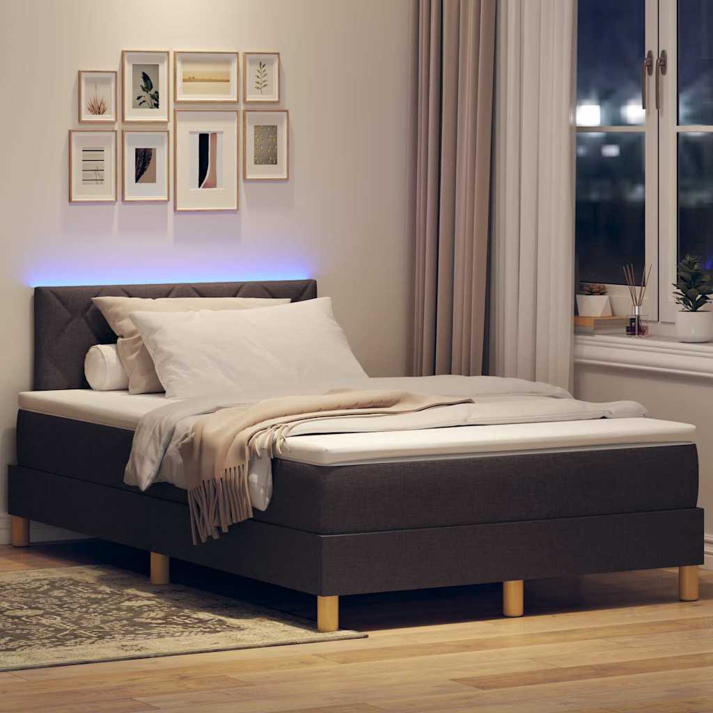 Box Spring Seng Med Madras Mørkebrun 120 X 200 Cm Stof - Billede 5