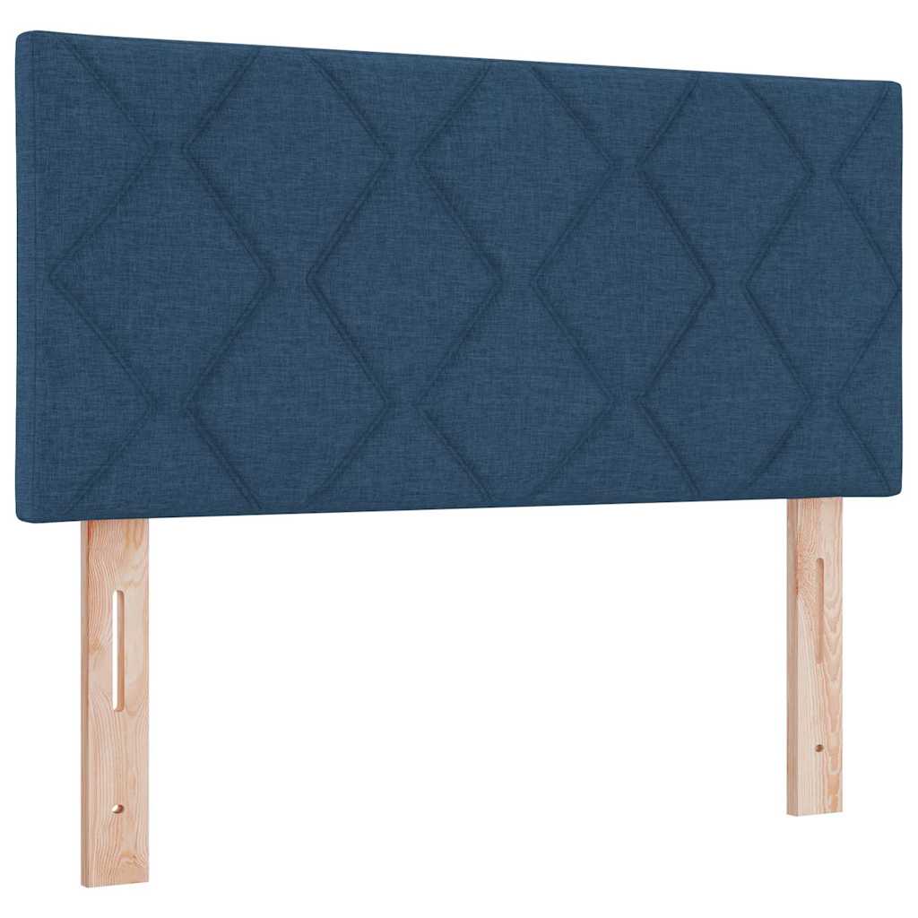Box Spring Seng Med Madras Med Hovedgærde Blå 120 X 200 Cm Stof - Billede 7