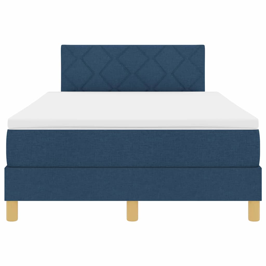 Box Spring Seng Med Madras Med Hovedgærde Blå 120 X 200 Cm Stof - Billede 8