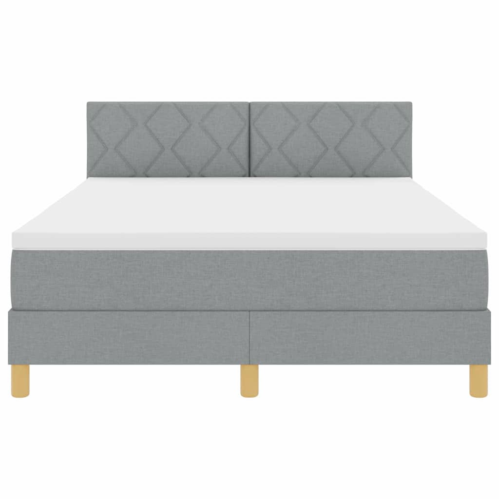 Box Spring Seng Med Madras Lysegrå 140 X 200 Cm Stof - Billede 8