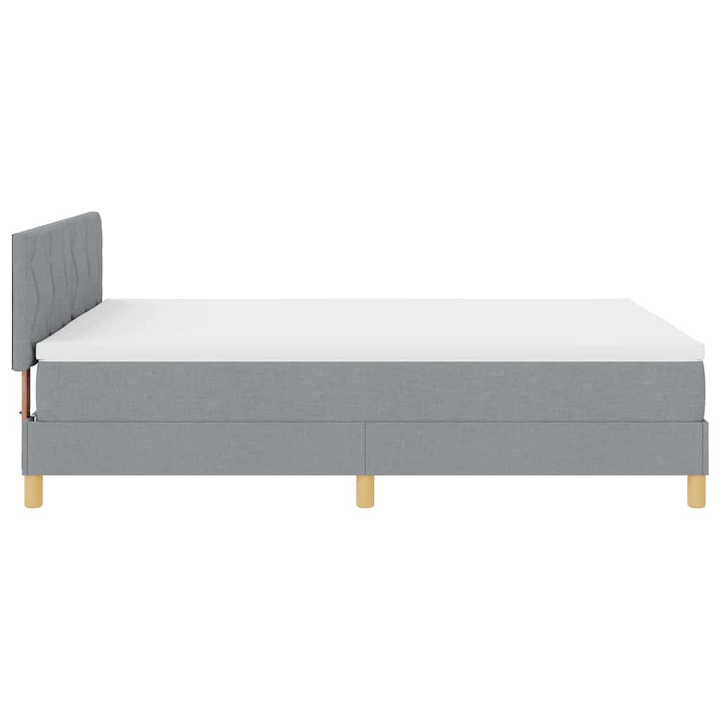 Box Spring Seng Med Madras Lysegrå 140 X 200 Cm Stof - Billede 9
