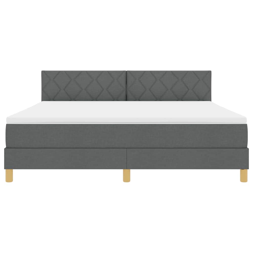 Box Spring Seng Med Madras Mørkegrå 180 X 200 Cm Stof - Billede 9