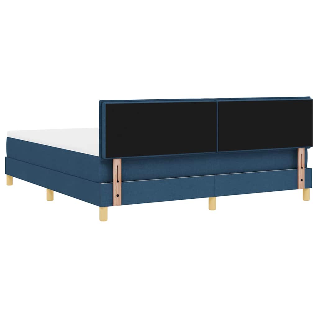 Box Spring Seng Med Madras Med Hovedgærde Blå 180 X 200 Cm Stof - Billede 10