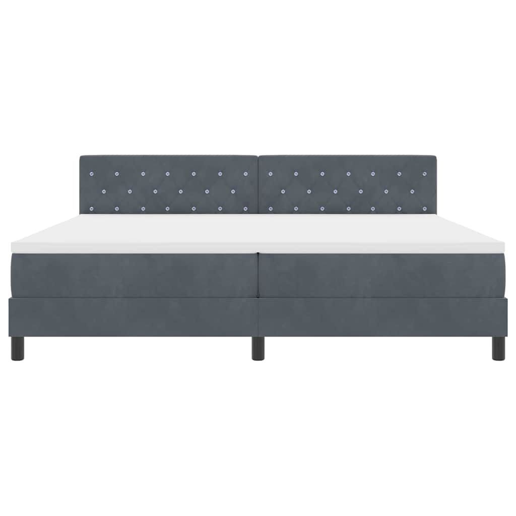 Box Spring Seng Med Madras Mørkegrå 200 X 200 Cm Fløjl - Billede 8