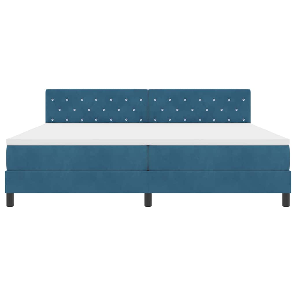 Box Spring Seng Med Hovedgærde Mørkeblå 200 X 200 Cm Fløjl - Billede 9