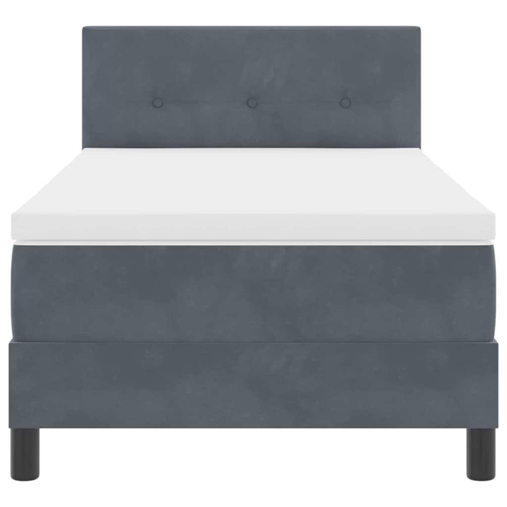 Box Spring Seng Med Madras Mørkegrå 90 X 190 Cm Fløjl - Billede 8